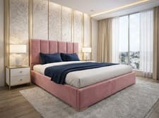 Image of Luxury Velvet Bed Frame Upholstered 50" Headboard Double Super King All Size UK