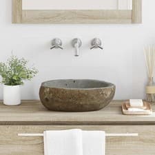 Image of Basin Light grey (30-37) x (25-30) x 12 cm River stone vidaXL