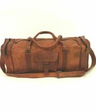 Image of Bag Leather imported  Duffle Weekend Men Gym Holdall Luggage Vintage Genuine