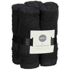 Image of 6pk Simply Everyday Face Cloths Super Absorbent And Quick Drying - Black