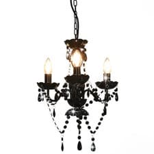 Image of WALPLUS Chandelier Black Round with Hanging Beads 3 x E14 Bulbs