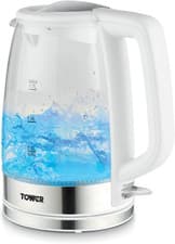 Image of Tower PT10090WHT Illuminating Glass Kettle with Removable Filter, Boil Dry Prote