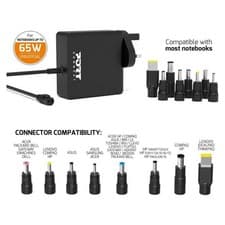 Image of Laptop Power Supply 65w Universal for most Laptops Interchangeable Tip 19v