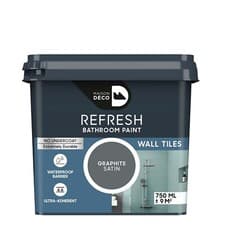 Image of Maison Deco Refresh Bathroom Wall Tile Paint Waterproof Graphite Satin - 750ml