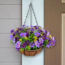 Image of Hanging Artificial Daisy Flowers Basket Hanging Plant Hanging Planter Chain