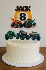 Image of Personalised Monster Truck Cake Topper, Birthday Party Decoration, Truck Party