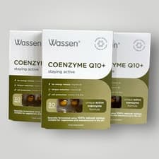 Image of Wassen Coenzyme Q10 + Vitamin E - 30 Tablets (Pack of 3) Exp 10/2028