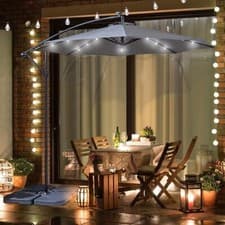 Image of Neo Parasol LED Lights 3M Garden Outdoor Freestanding Cantilever Hanging Umbrell