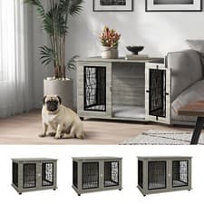 Image of Dog Crate Furniture, End Table Indoor w/ Large Top, Washable Cushion