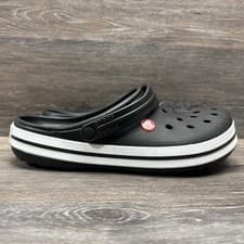 Image of Crocs Crocband Clog shoes Men Size 9 women 11 Black white Sandals Comfort
