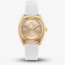 Image of Adidas Unisex Edition One White Sunray & Gold Logo Watch AOFH230122I