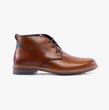 Image of Hush Puppies Jonas Chukka Mens Leather Lace-Up Comfort Casual Tan Ankle Boots