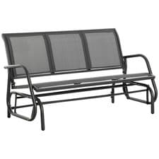 Image of Outsunny 3-Seat Glider Rocking Chair for 3 People Garden Bench Grey