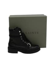 Image of AllSaints Women's Boots UK 4 Black Leather with Other Combat New with tags