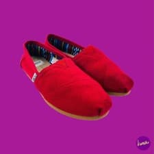 Image of TOMS Alpargata Slip On Shoes, Made from Recycled Cotton Women's Red UK 3