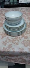 Image of 10 X Denby White Speckle Dinner Set Side Plat And Bowls New Not In The Box £ 150