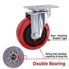Image of 100mm Rubber Swivel Castor Wheels 4 x Heavy Duty Trolley Furniture Caster Brake