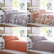 Image of Natural / Multi Leaf Trail Nature Floral Leaf Print Reversible Duvet Cover Set