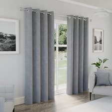 Image of AUSTIN EYELET THERMAL 100% BLACKOUT CURTAINS GREY 46" WIDTH (DROPS 40"-87")