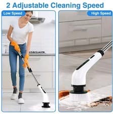 Image of Cordless Electric Spin Scrubber with 9 Replacement Heads Dual Speed - New In Box