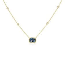 Image of 9ct Yellow Gold London Blue Topaz & Diamond Pendant & Necklace