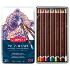 Image of Derwent Coloursoft Artist Colour Pencils 12 Tin Set - Brand New & Sealed