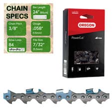 Image of 24" OREGON 73LPX084 Chainsaw Chain 3/8" .058" 1.5mm 73LPX084E 73LPX084X
