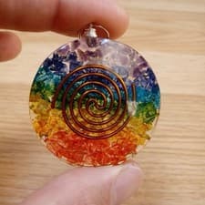 Image of 💛 7 Chakra Round Pendant Necklace – Natural Crystal Gemstone with Silver Chain