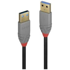 Image of LINDY 36750 USB cable black 0.50m USB 3.2 Gen 1 USB-A plug to USB-A plug