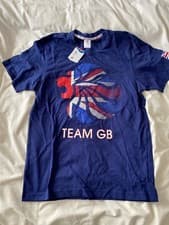 Image of Adidas Team GB Olympics 2012 T-Shirt Mens size small Blue Official Rare BNWT