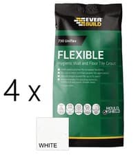 Image of 4 x Everbuild 730 Uniflex Hygienic Tile Grout White 2.5kg