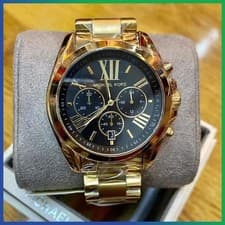 Image of MICHAEL KORS MK5739 Bradshaw Gold Black Dial Chronograph Unisex Mens Watch 42mm