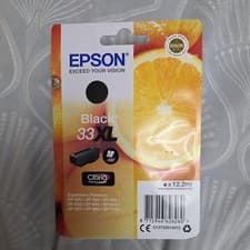 Image of 2x Epson Genuine 33XL Black Ink Cartridges T3351 Oranges 12.2ml (Exp Date 04/21)