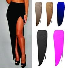 Image of RUCHED THIGH SIDE SPLIT  MAXI SKIRT 8-14