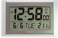 Image of Acctim Stratus Digital Wall/Desk Clock Radio Controlled Tabletop LCD Display Dat