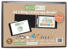 Image of A4 2 Ring Landscape Binder, Black - ECO146