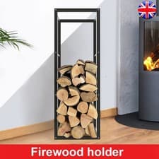 Image of 150cm Metal Firewood Log Holder Rack Elevated Design Balanced Base Side Rails