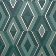 Image of Fine Decor Luxury Emerald/Gold Geometric Shard Diamond Pattern Wallpaper FD42609