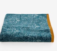 Image of New William Morris & Co Green Teal Patterned Bath Towel 70x130cm