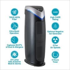 Image of Air Purifier, HEPA Air Purifier with Ioniser & UV-C Eliminates viruses - 22 inch