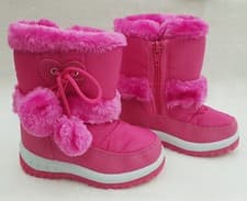 Image of Baby Toddler Kids Waterproof Winter Snow Boot FauxFur Pink Grey Black Purpl 3-11