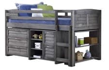 Image of 3ft single Grey wood, pine mid sleeper bed frame,storage,chest drawers,shelf