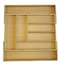 Image of Cutlery Tray Extendable Bamboo Kitchen Drawer Organiser 6-8 Storage Compartments