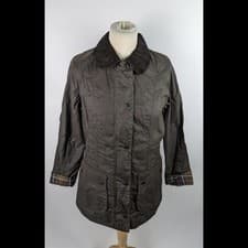 Image of BARBOUR Womens Beadnell Wax Jacket - Dark Brown (rustic) size uk 10 button up