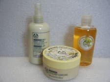 Image of BODY SHOP " MORINGA " MILK BODY LOTION, SHOWER GEL + BODY SCRUB - ORIGINAL -RARE