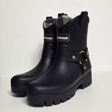 Image of Barbour Black Elley Wellington Boots Size UK 6 RRP £99