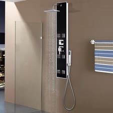 Image of WALPLUS Shower Panel Unit Black Glass 18x42.1x120 cm Bathroom System