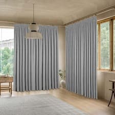 Image of Thermal Thick Pencil Pleat Blackout Curtains Ready Made Curtain Pair Tiebacks