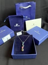 Image of Swarovski Silver Gena Necklace Multicoloured