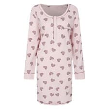 Image of Ladies Nightie Long Sleeve Hearts Print Night Dress UK Sizes 10 to 28 Cotton
